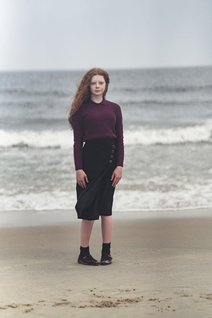 G766-BK - WOOL WRAP SKIRT