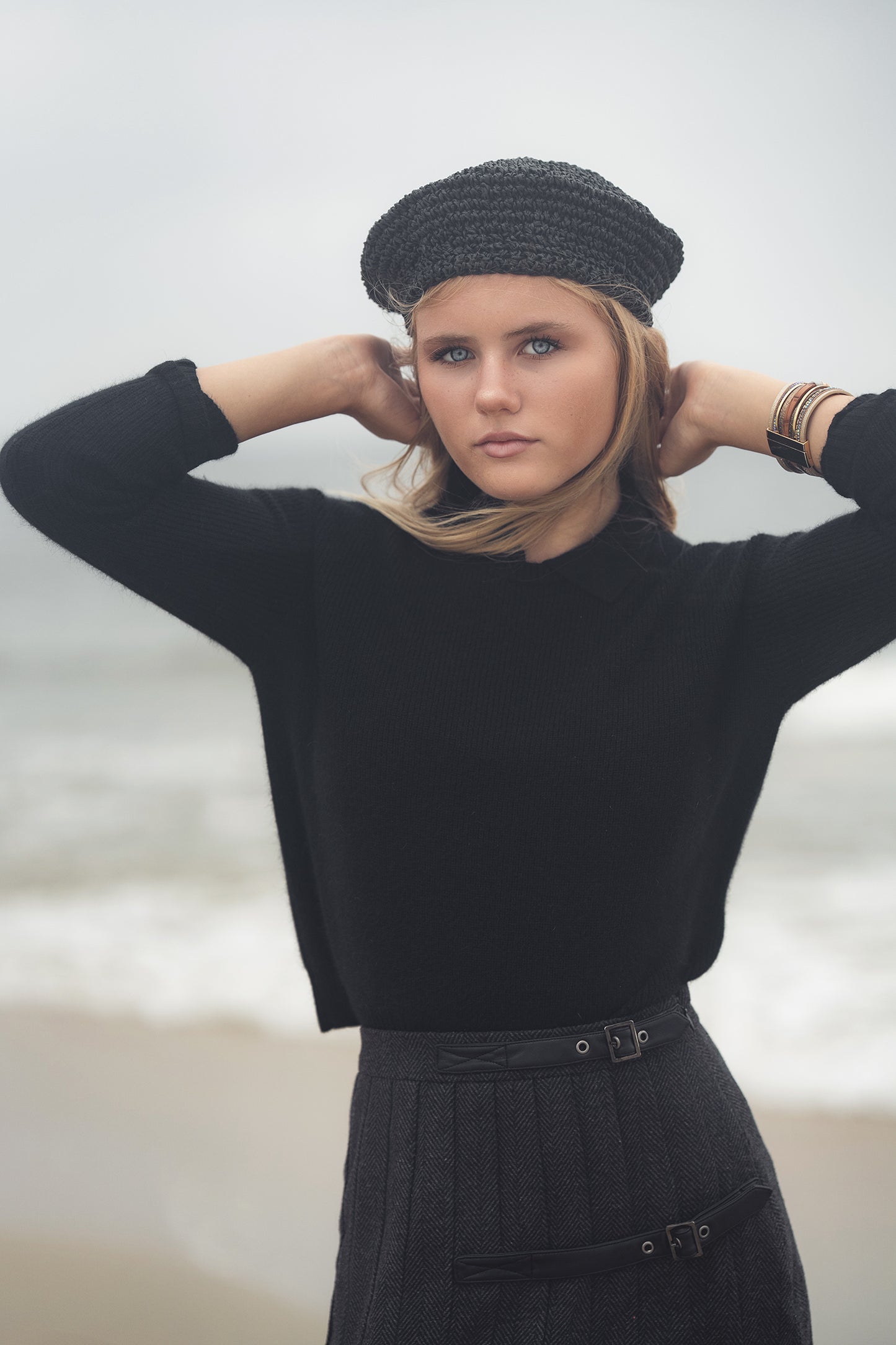 G758-GR - CREW NECK SWEATER WITH COLLAR